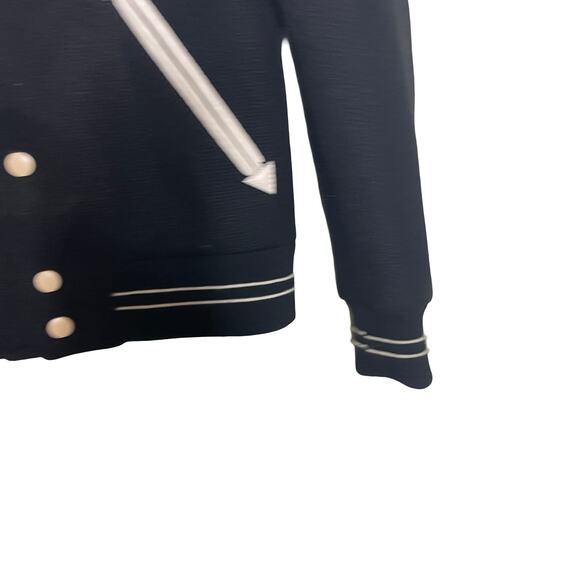 CELINE Black Jack Teddy Cream Leather-Trimmed Wool-Blend Varsity Jacket 46 US S - Picture 5 of 16